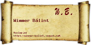 Wimmer Bálint névjegykártya